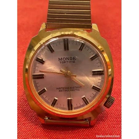 Reloj Vintage MONDE Toptime Chapado en Oro - Antimagnético Waterresistant Años 70