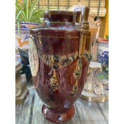 Jarrón Antiguo Manises - Ceramica Art Nouveau con Relieve de Querubines