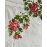 Antiguo cubrecama con cubre almohada, bordado y pintado, flores y medallón