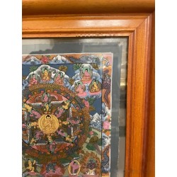 Thangka Tibetano - Mandala Budista Pintado a Mano con Intrincados Detalles Simbólicos