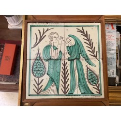 Azulejo Cerámico Vintage - Escena de la Anunciación en Estilo Medieval