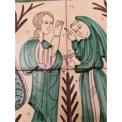 Azulejo Cerámico Vintage - Escena de la Anunciación en Estilo Medieval