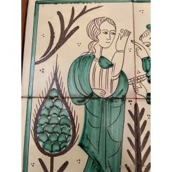 Azulejo Cerámico Vintage - Escena de la Anunciación en Estilo Medieval