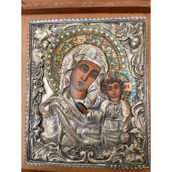 Icono Bizantino de la Virgen María con Niño - Arte Religioso Zarista