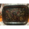 Bandeja Antigua de Metal Pintada a Mano con Motivos Florales y Ave - Colección