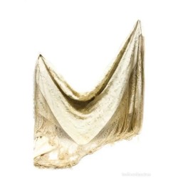 Mantón de Manila Antiguo - Elegancia Textil en Seda Marfil con Bordados Delicados