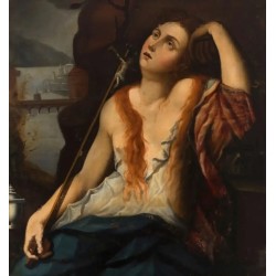 Escuela española del siglo XVIII. “Magdalena penitente”. Óleo sobre lienzo.