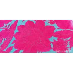 Mantón de Manila Seda Bordado - Estilo Cigarreras Rosa y Verde Turquesa