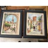 Pareja de Óleos Vintage Vistas de Sevilla - Pinturas Andaluzas Enmarcadas Giralda