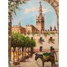 Pareja de Óleos Vintage Vistas de Sevilla - Pinturas Andaluzas Enmarcadas Giralda