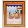 Miniatura India Rajastán Siglo XX - Escena Mogol Pintada a Mano Enmarcada