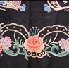 Mantón de Manila Antiguo Negro con Aves del Paraíso - Seda Bordada Siglo XIX