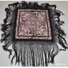 Mantón de Manila Antiguo Negro con Aves del Paraíso - Seda Bordada Siglo XIX