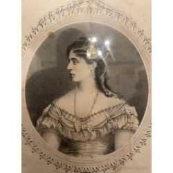 Retrato Litográfico de la Duquesa de Medinaceli - Obra Gráfica del Siglo XIX