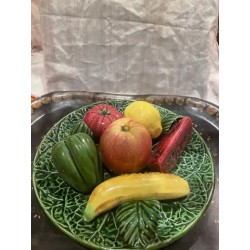 Frutero de Cerámica Portugués con Frutas Decorativas - Centro de Mesa Vintage