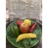 Frutero de Cerámica Portugués con Frutas Decorativas - Centro de Mesa Vintage