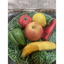 Frutero de Cerámica Portugués con Frutas Decorativas - Centro de Mesa Vintage