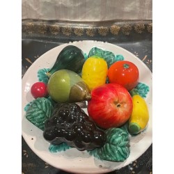 Centro de Mesa Portugués con Frutas de Cerámica - Decoración Vintage Artesanal