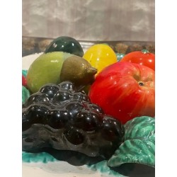 Centro de Mesa Portugués con Frutas de Cerámica - Decoración Vintage Artesanal