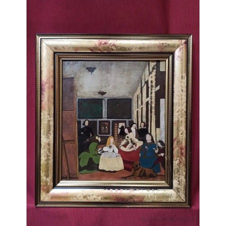 Reinterpretación Las Meninas de Velázquez - Óleo Firmado José Pulgar Arte Español