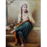 Virgen Niña Hilando - Cuadro Religioso José Pulgar Arte Sacro Enmarcado