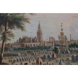 Pintura Histórica de la Feria de Abril en Sevilla - Escena Costumbrista del Siglo XIX