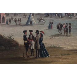 Pintura Histórica de la Feria de Abril en Sevilla - Escena Costumbrista del Siglo XIX