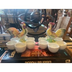 Pareja de Hueveras Vintage con Forma de Gallo - Cerámica Decorativa para Huevos