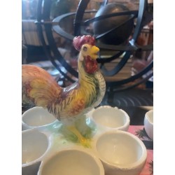 Pareja de Hueveras Vintage con Forma de Gallo - Cerámica Decorativa para Huevos