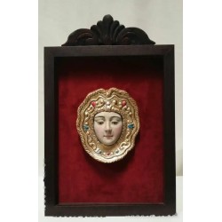 Virgen del Rocío - Rostro Escultórico en Escayola con Marco Decorativo