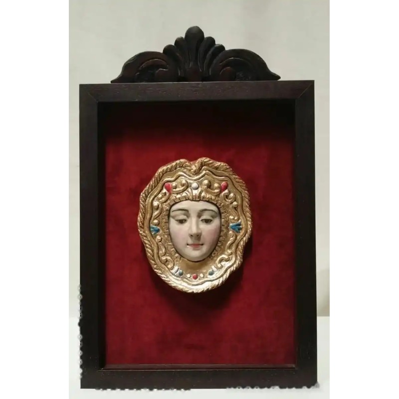 Virgen del Rocío - Rostro Escultórico en Escayola con Marco Decorativo Virgen del Rocío - Rostro Escultórico en Escayola con Marco Decorativo