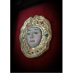 Virgen del Rocío - Rostro Escultórico en Escayola con Marco Decorativo