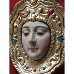 Virgen del Rocío - Rostro Escultórico en Escayola con Marco Decorativo