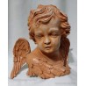 Busto de Ángel en Terracota - Escultura Escultórica de José Pulgar con Alas Detalladas