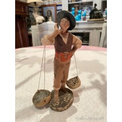 Figura Artesanal Tradicional de Barro Malagueño - Vendedor Ambulante Vintage