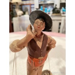Figura Artesanal Tradicional de Barro Malagueño - Vendedor Ambulante Vintage