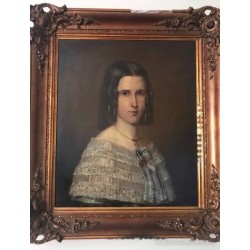 Pareja de óleo del S.XIX - Retratos enmarcados 48X57 cm