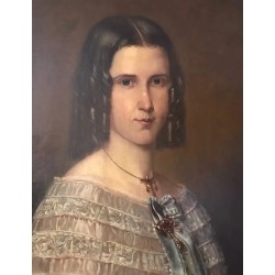 Pareja de óleo del S.XIX - Retratos enmarcados 48X57 cm