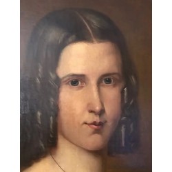 Pareja de óleo del S.XIX - Retratos enmarcados 48X57 cm