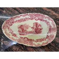 Pequeña bandeja de la Cartuja Pickman con diseño clásico en rojo