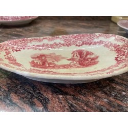 Pequeña bandeja de la Cartuja Pickman con diseño clásico en rojo