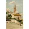ADOLFO GIRALDEZ Y PEÑALVER“Paisaje sevillano con la Giralda”, Sevilla. Óleo sobre lienzo.