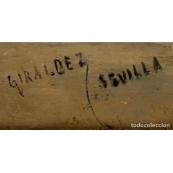 ADOLFO GIRALDEZ Y PEÑALVER“Paisaje sevillano con la Giralda”, Sevilla. Óleo sobre lienzo.