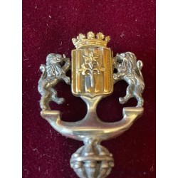 Llave de plata en estuche con el escudo de la ciudad de Lérida, detalle de lujo