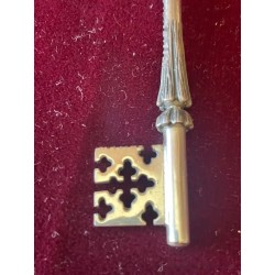 Llave de plata en estuche con el escudo de la ciudad de Lérida, detalle de lujo