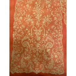 Mantilla chal de Bruselas, color crema claro, encaje fino