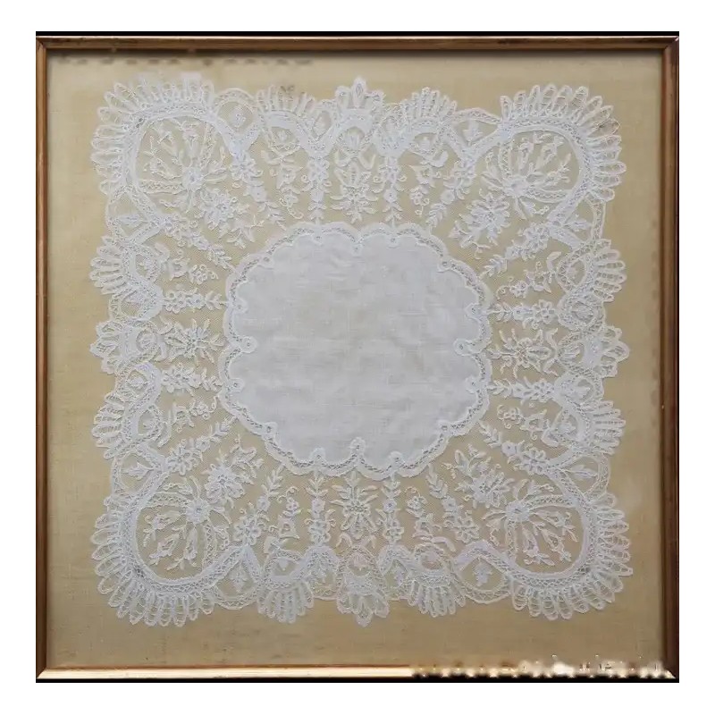 Pañuelo de encaje inglés vintage enmarcado, detalles delicados Pañuelo de encaje inglés vintage enmarcado, detalles delicados
