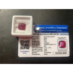 Rubí cuadrado facetado de 7.67 CT, vibrante color rojo