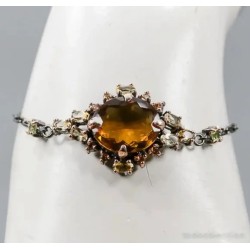 Pulsera de plata con cuarzo coñac de 13 quilates