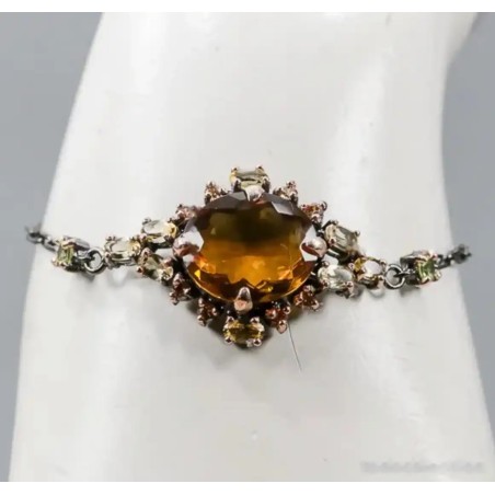 Pulsera de plata con cuarzo coñac de 13 quilates